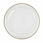 Round Beaded Gold Glass Plate 13"